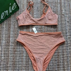 NWT Aerie Shimmer Scoop Bikini Top